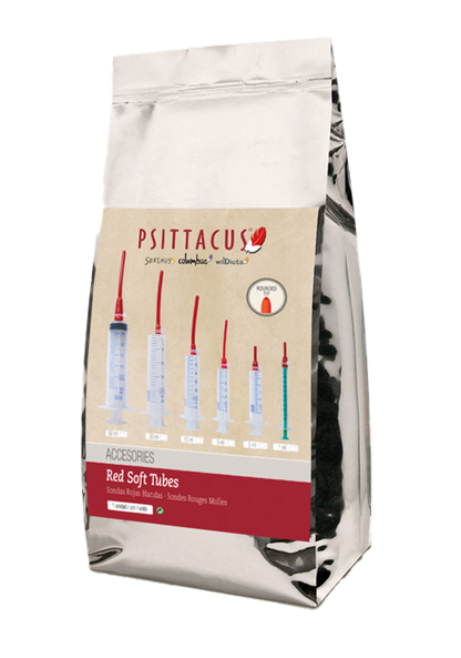 PSITTACUS Handfeeding Syringes With Long Red Soft Tubes